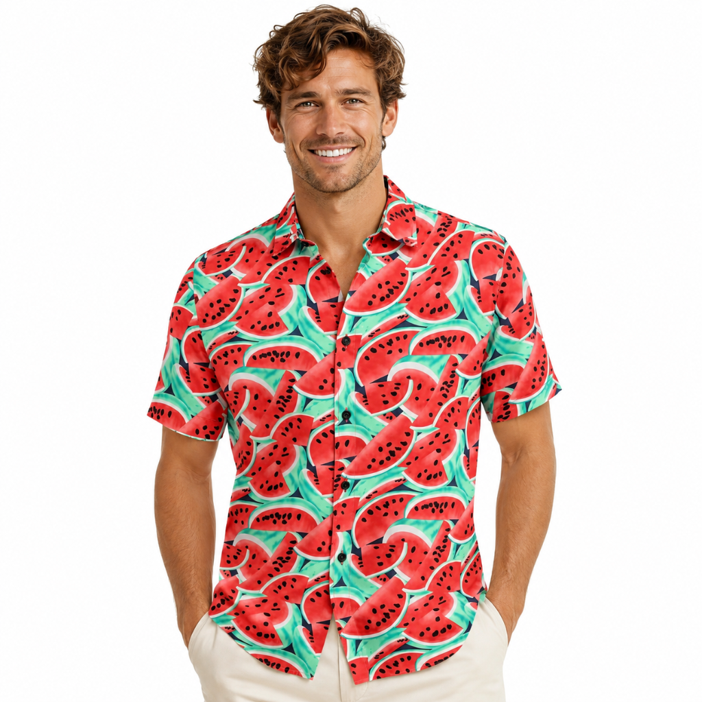 Watermelon Print Tropical Casual Summer Shirt