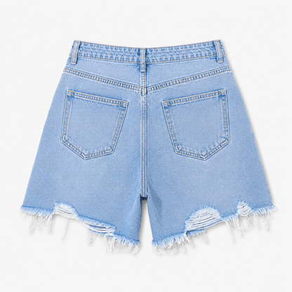 Women's Retro Washed Ripped Denim Shorts
