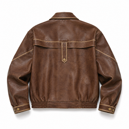 Vintage Faux Leather Oversized Bomber Jacket