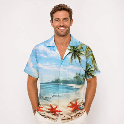 Men's Tropical Casual Button-Up Summer Shirt