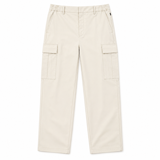 Cream Relaxed Fit Baggy Cargo Pant