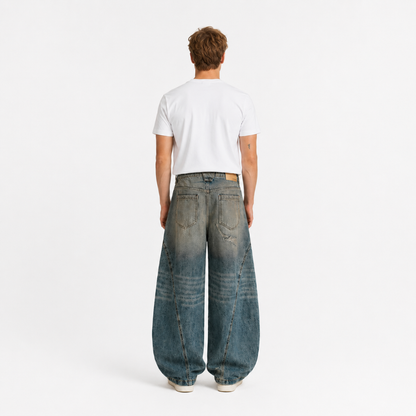 Distressed Mud-Dyed Vintage Baggy Jeans