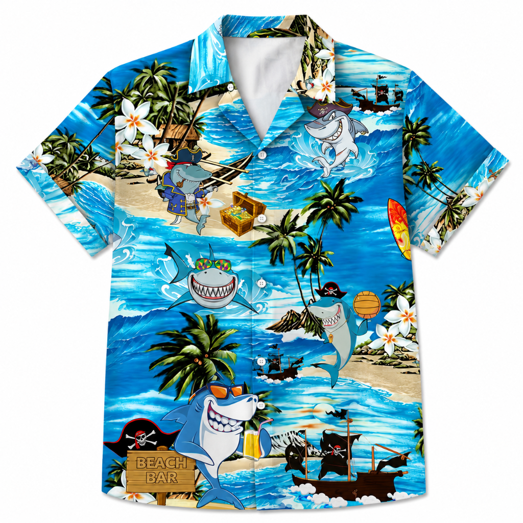 Plus Size Shark Beach Hawaiian Shirt