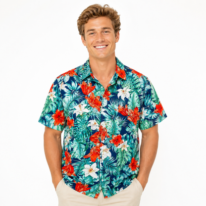 Tropical Floral Hawaiian Beach Shirt