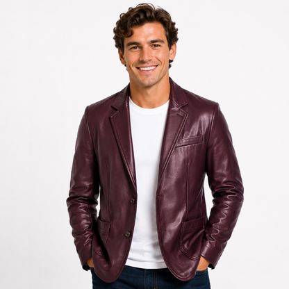 Classic Leather Men's Side Pocket Jacket