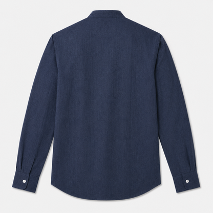 Stand Collar Long Sleeve Button- Up Shirt