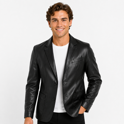 Classic Leather Men's Side Pocket Jacket