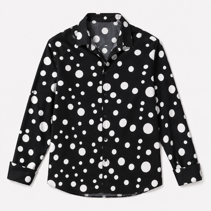 Men's Retro Style Polka Dot Button-Up Shirt