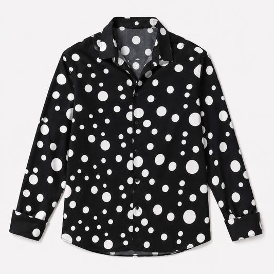 Men's Retro Style Polka Dot Button-Up Shirt