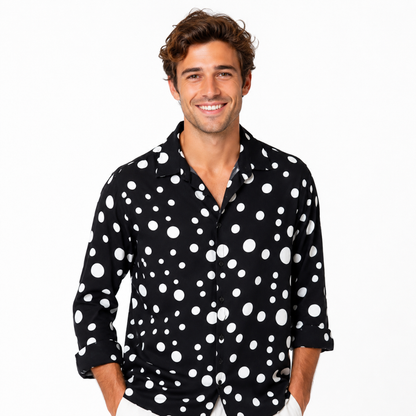 Men's Retro Style Polka Dot Button-Up Shirt
