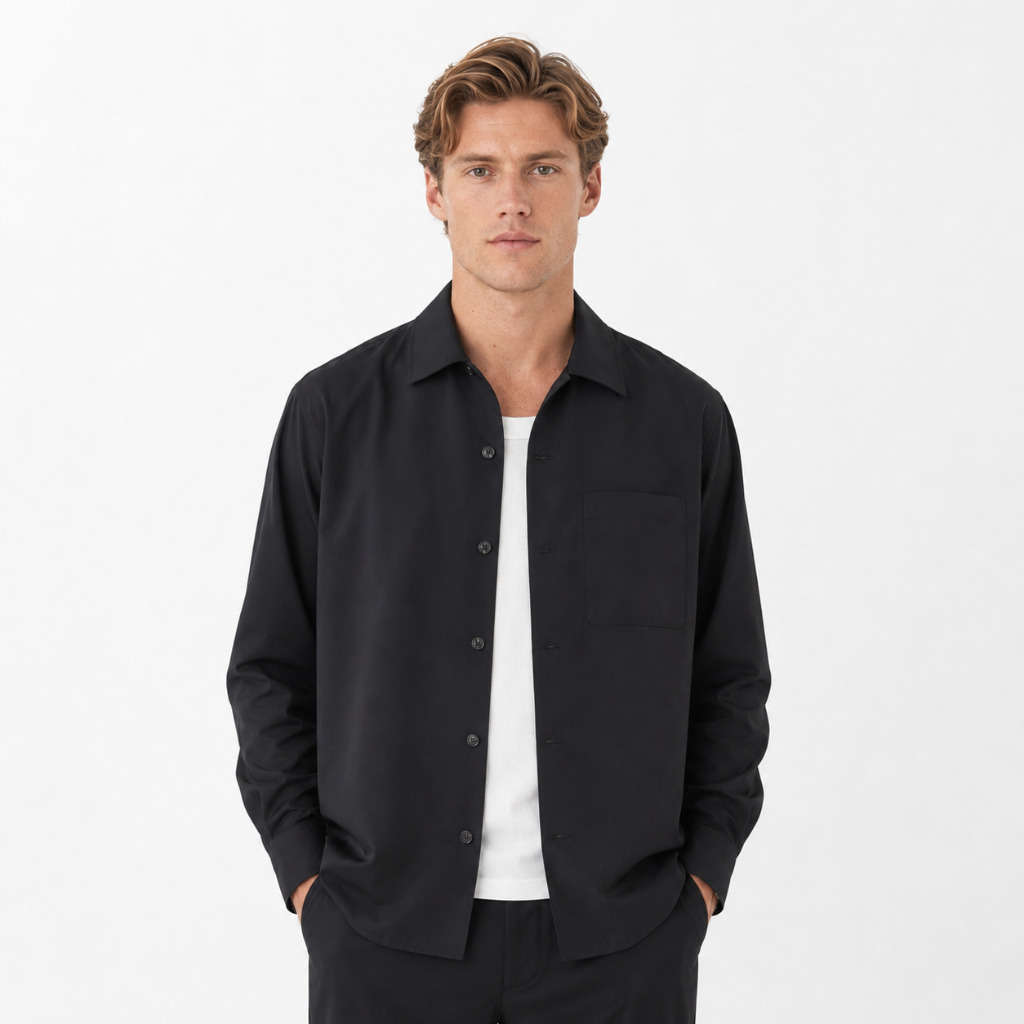 Relaxed Wool Long Sleeve Shirt