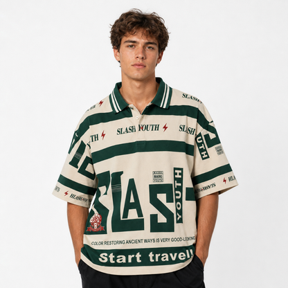 Contrast Slash Color Block Polo Shirt