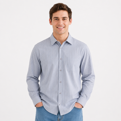 Men's Classic Cotton Stripe Button-Up Shirt