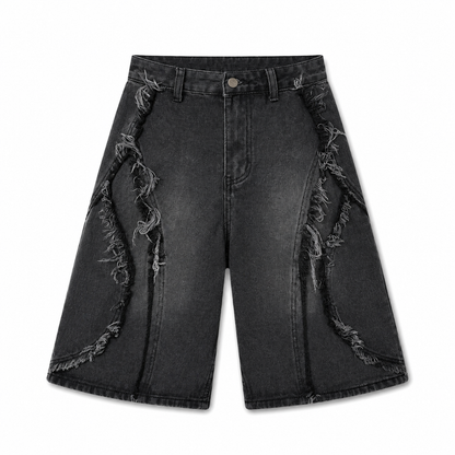 Vintage Wash Distressed Denim Shorts