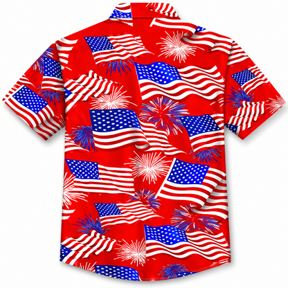 Men'S Patriotic Flag Print Beach Shirt